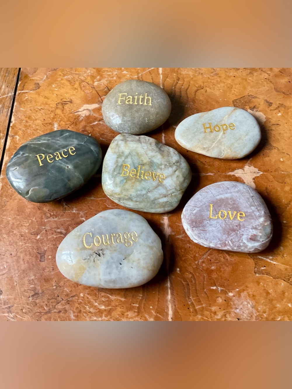 Home Interiors Inspirational River Stones - Green, Gray, Cream, Pink, Brown